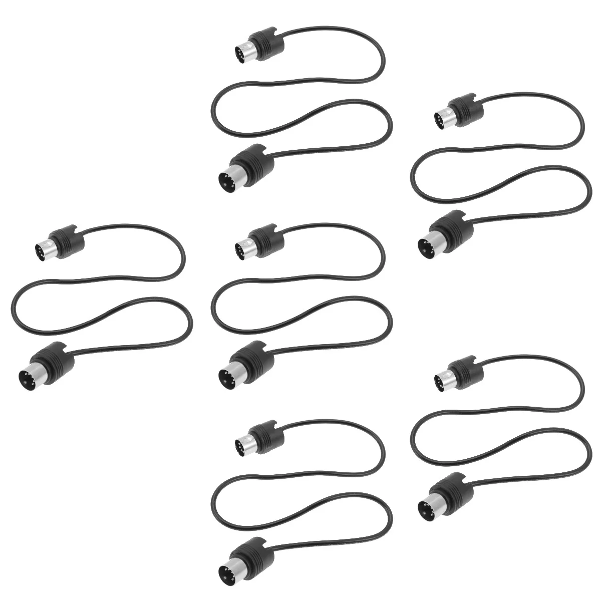 

6pcs 6 Pack 5-pin Midi Cable Accessory Keyboard Adapter Right Angle Black Instruments