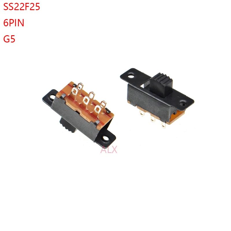 

10PCS SS22f25 G5 TOGGLE switch 2 Position 6PIN DPDT 2P2D Handle high 5MM PITCH 4.0MM Panel Mount Slide Switches SS22F25G5