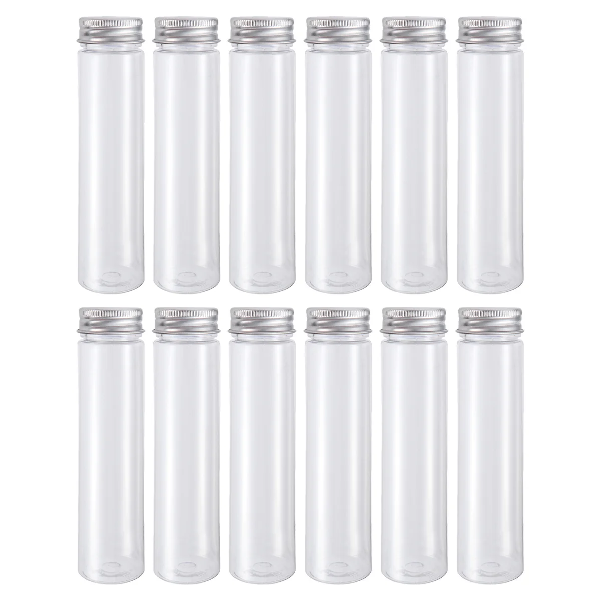 12 قطعة أنابيب الاختبار البلاستيكية 110 مللي حاويات قشرة صلبة واضحة للسفر غسول عينة تخزين الزجاجات البلاستيكية الصغيرة مع #5