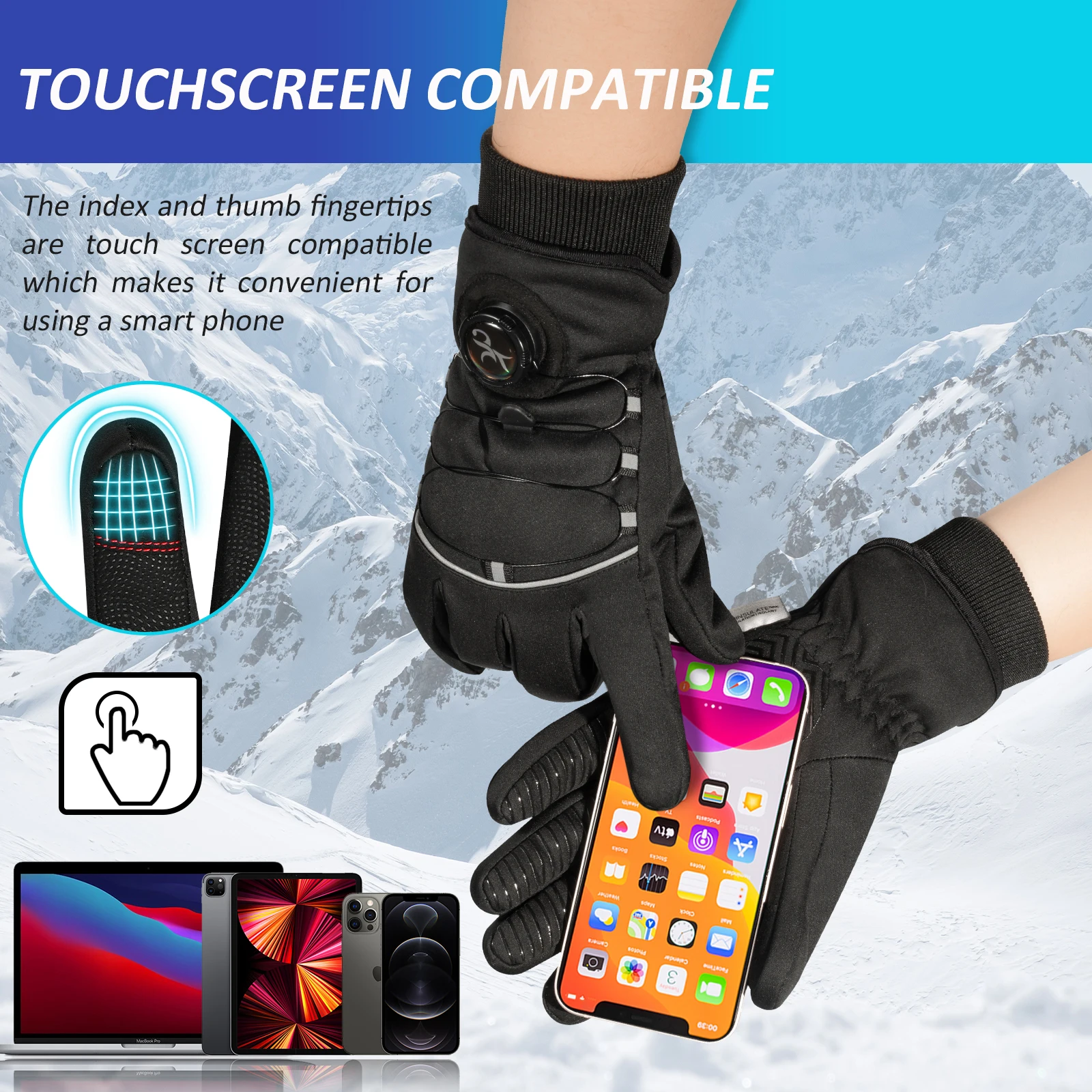 Water-resistant Winter Gloves 3M Thinsulate Touchscreen Thermal Outdoor Snowboard Ski Gloves Motorcycle Bike Cycling Gloves Men