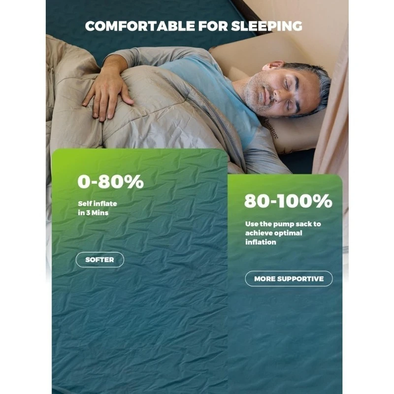 وسادة تخييم ذاتية النفخ مع مرتبة هوائية إسفنجية على شكل حرف Y هيكل تلسكوبي عالي القيمة R محمول مزدوج النوم #6