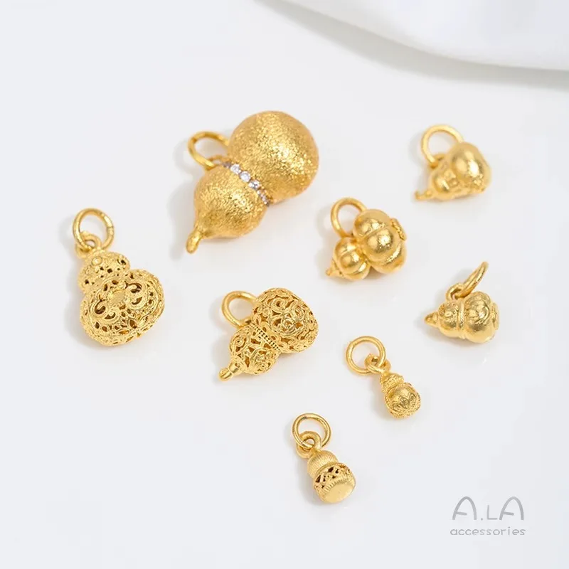 Vietnamese Sand Gold Inlaid With Diamonds, Rotatable Gourd Pendant Necklace Pendant, Ancient Gold Jewelry Accessories