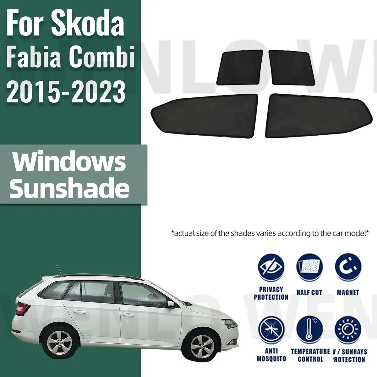 

For Skoda Fabia Combi wagon 2015-2023 Magnetic Car Sunshade Shield Front Windshield Frame Curtain Rear Side Window Sun Shades