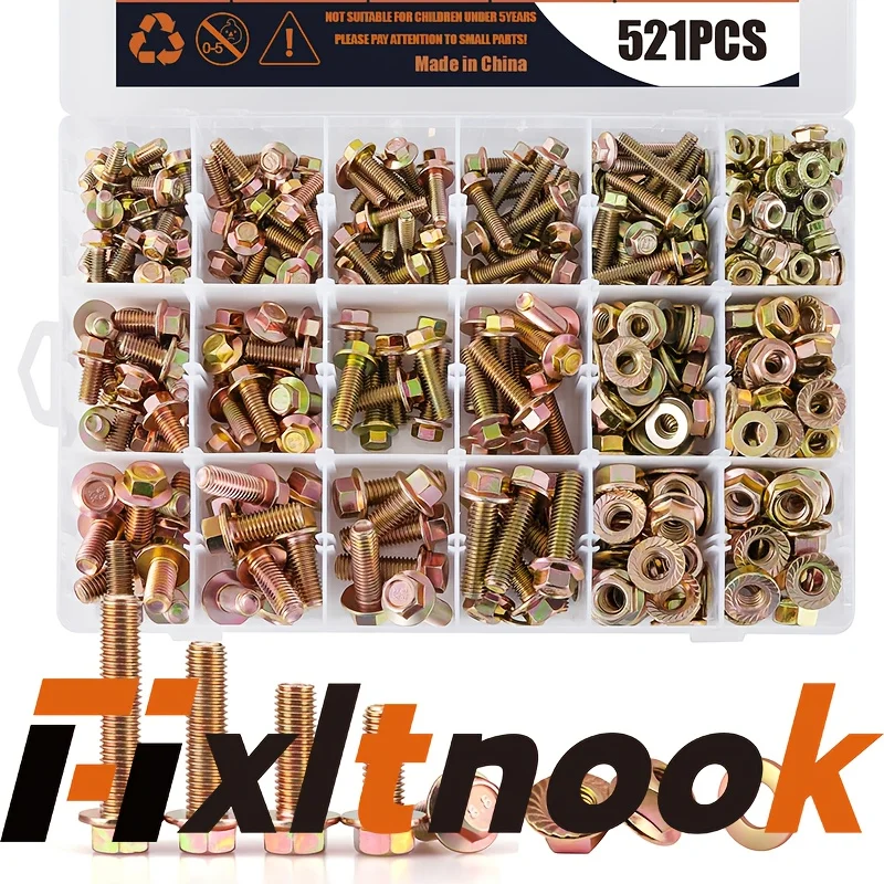 521 pezzi, combinazione di bulloni in zinco colorato M6 M8 M10, elevata durezza, antiossidazione