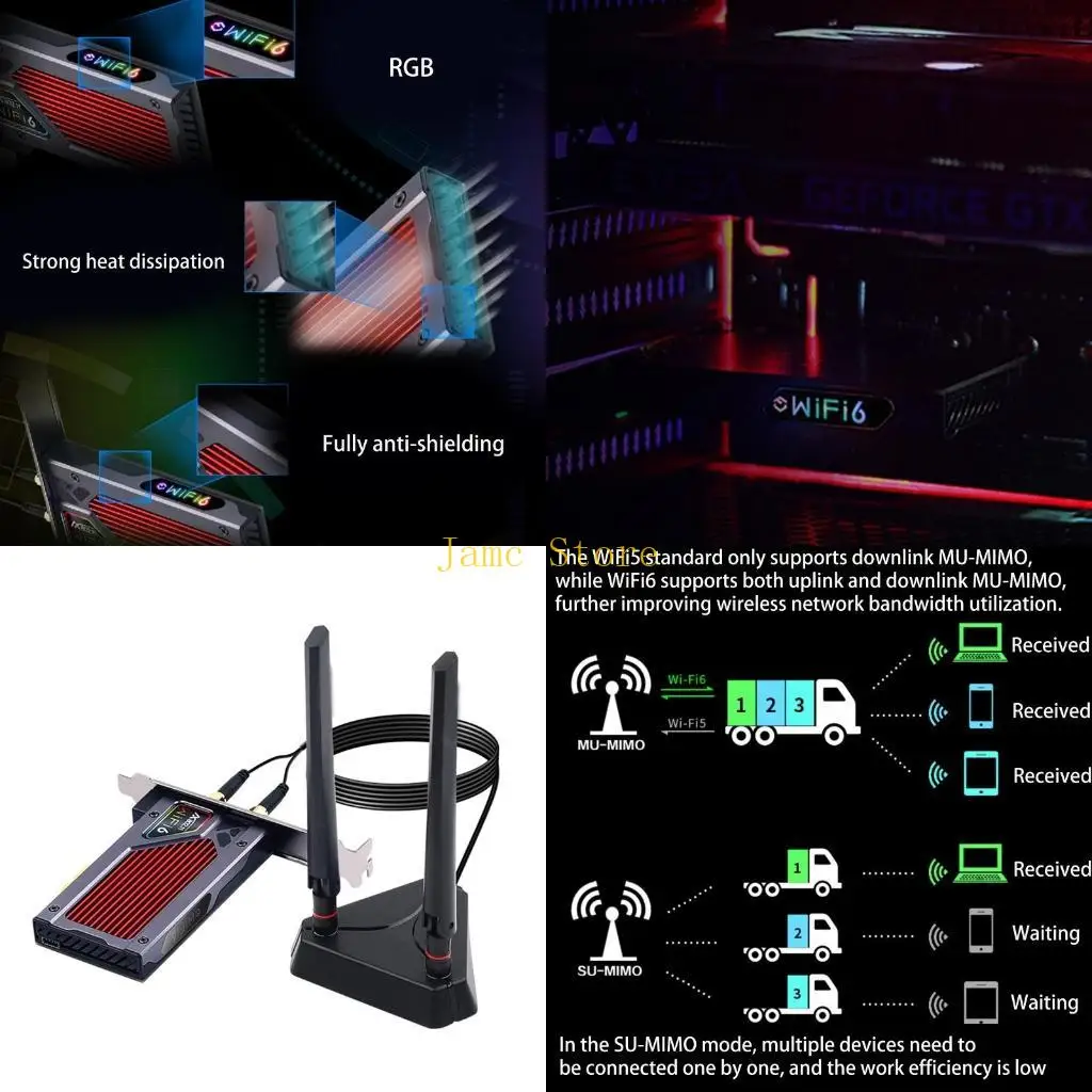 

LX0B RGB AX210NGW WiFi 6E Карта адаптера 5374 Мбит/с BT 5,2 Настольная сеть WiFi Адаптер AX210NGW для PCI-E XI X16