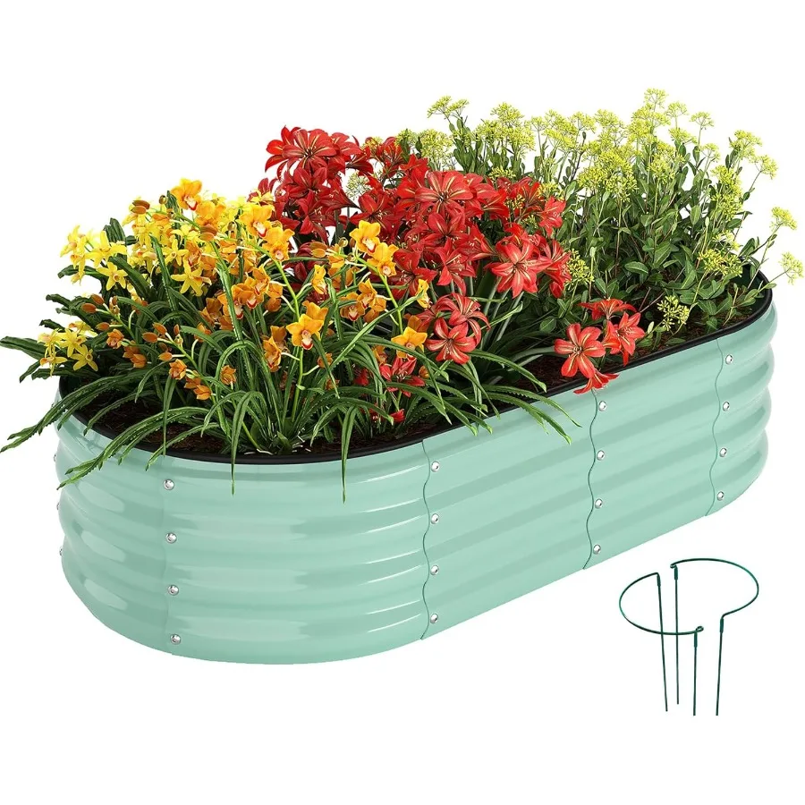 

Galvanized Metal Planter Raised Garden Bed Kit for Gardening Outdoor 4x2x1ft Planter Grow Garden Box Raised Flower Bed Long Veg