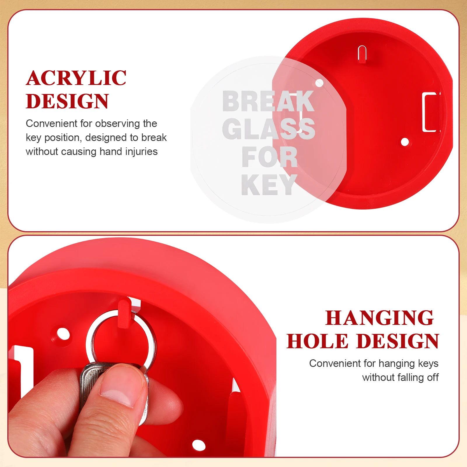 Fire Key Box Wall Mounted Lock Box for Door Keys Glass Break Emergency Holder Safe Storage Security CO