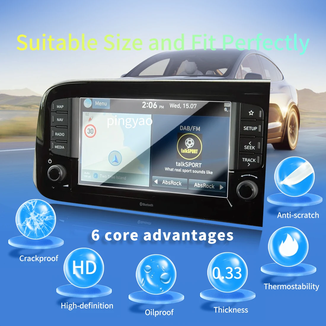 Car Sticker Screen Protector Navigation Display Tempered Glass Protective Film Car Vehicle For 2026 HYUNDAI i10 RHD