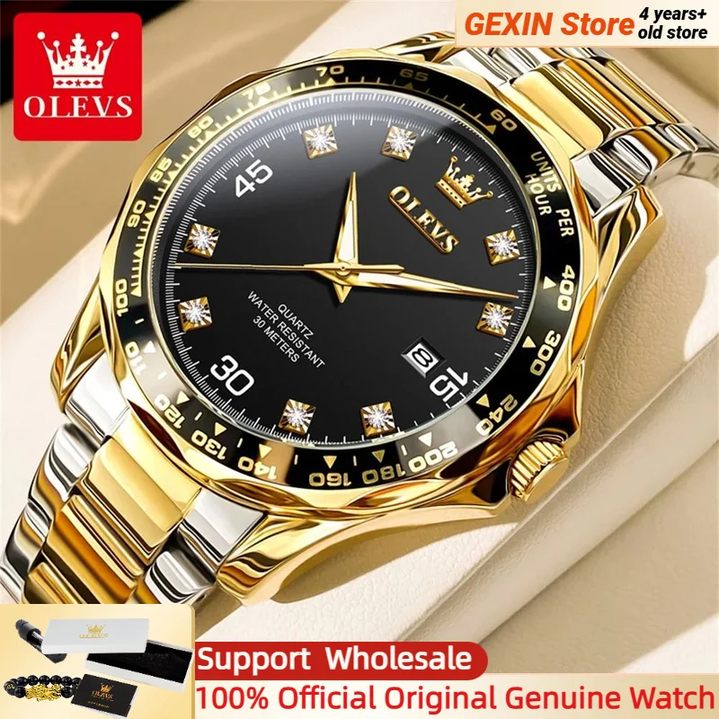 

OLEVS оригинальные мужские часы, модные роскошные зеленые водные призраки, водонепроницаемые светящиеся кварцевые часы из нержавеющей стали для мужчин, новинка 2024 года