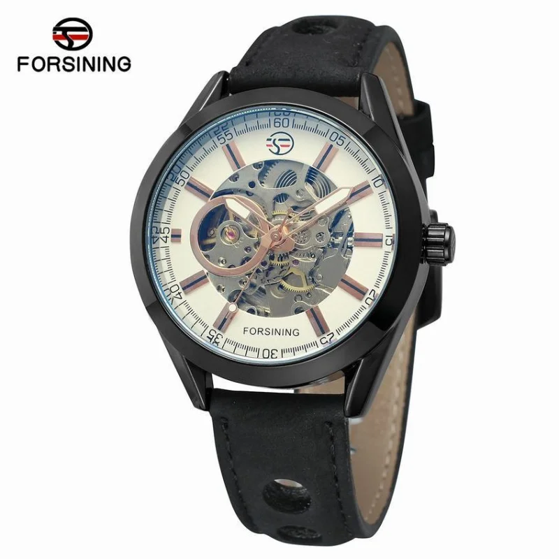 Free Shipping OUTLETSforsining European and American Style Men\'s Fashion Casual Hollow Mechanical Movement Waterproof Automatic