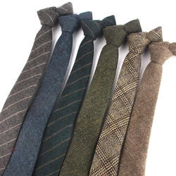 New Striped Wool Ties For Men Women High Quality Narrow Woolen Neck Tie 6 cm Men's Necktie For Wedding Slim Groom Neckties