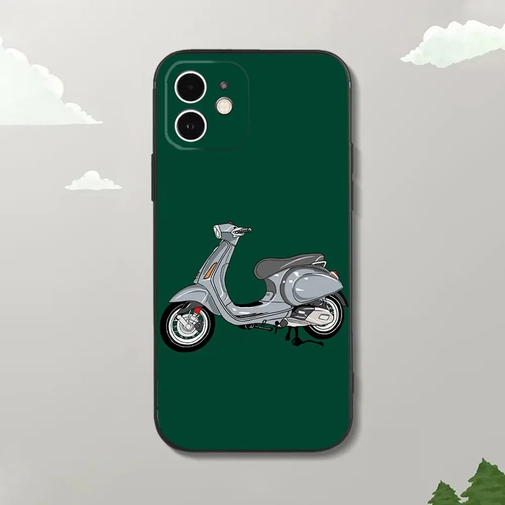 V-VespaS Scooter Phone Case For iPhone15,14,13,12 Mini 11 Pro XR,X,XS,MAX 7,8 Plus Silicone Cover Soft Black - Image 4