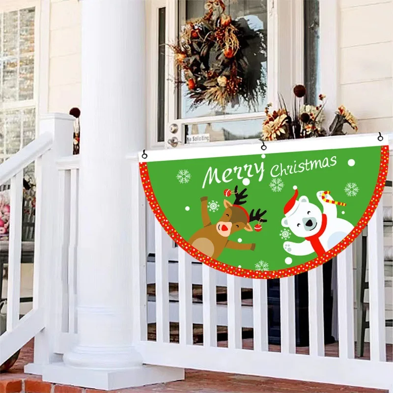 Christmas Fan Flag Fireplace Available Outdoor Flag Door Hanging Christmas Decorations Cartoon Print Hanging Fireplace Scene