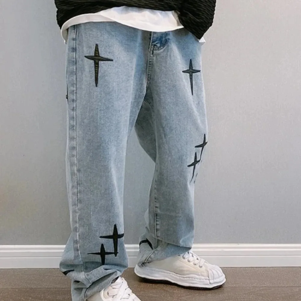 Wide Leg Pants Streetwear Baggy Men Jeans 2024 Spring Autumn Men Korean Fashion Loose Straight Male Brand Clothing  y2k Pants