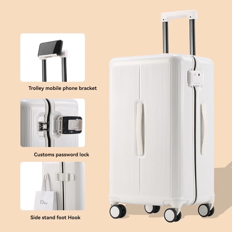 Nova bagagem resistente e durável de 26 polegadas com grande capacidade, mala de embarque de 20 polegadas, maleta de viagem de 24 polegadas e mala feminina
