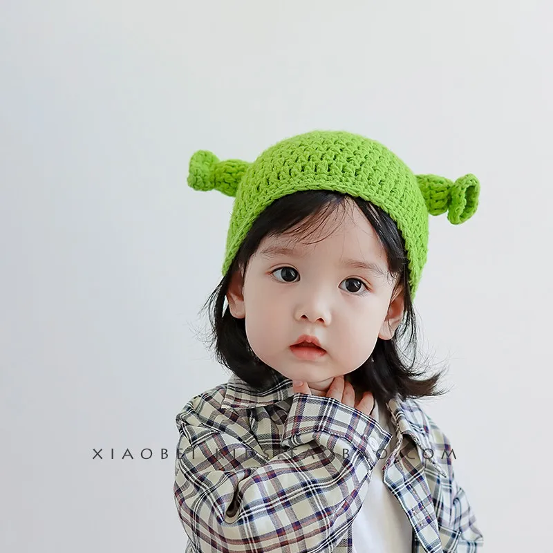 

Men's and women's all-purpose hand-woven green Sklar knit hat Winter Monster party funny funny hat
