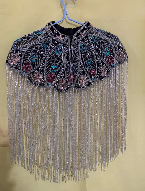 Indian Shawl Heavy Industry Beaded Shawl Long Tassel Cloud Shoulder Handmade Fashion Show Top Ancient Style Shawl Women Top Cape