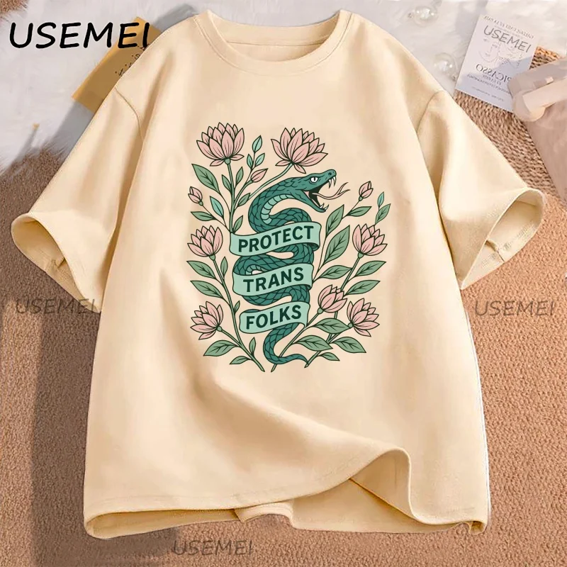 Retro transgênero camiseta unisex proteger trans folks t camisa lgbtq aliado tshirt mês do orgulho camisetas casuais roupas de manga curta
