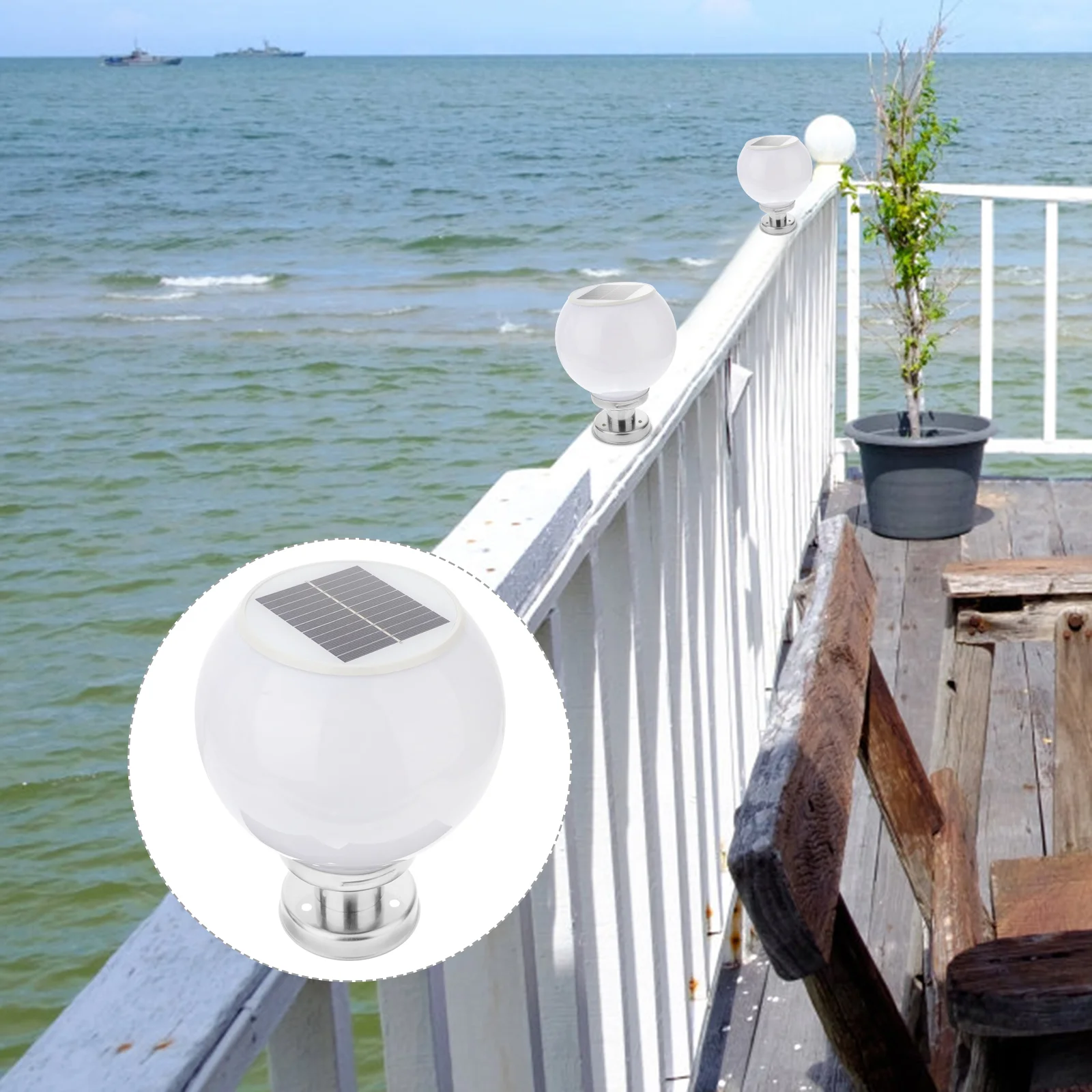 Solar Post Light 20cm White LED Outdoor Column Garden Fence Lamp Solar Powered Landscape Lighting Elegant Easy Install