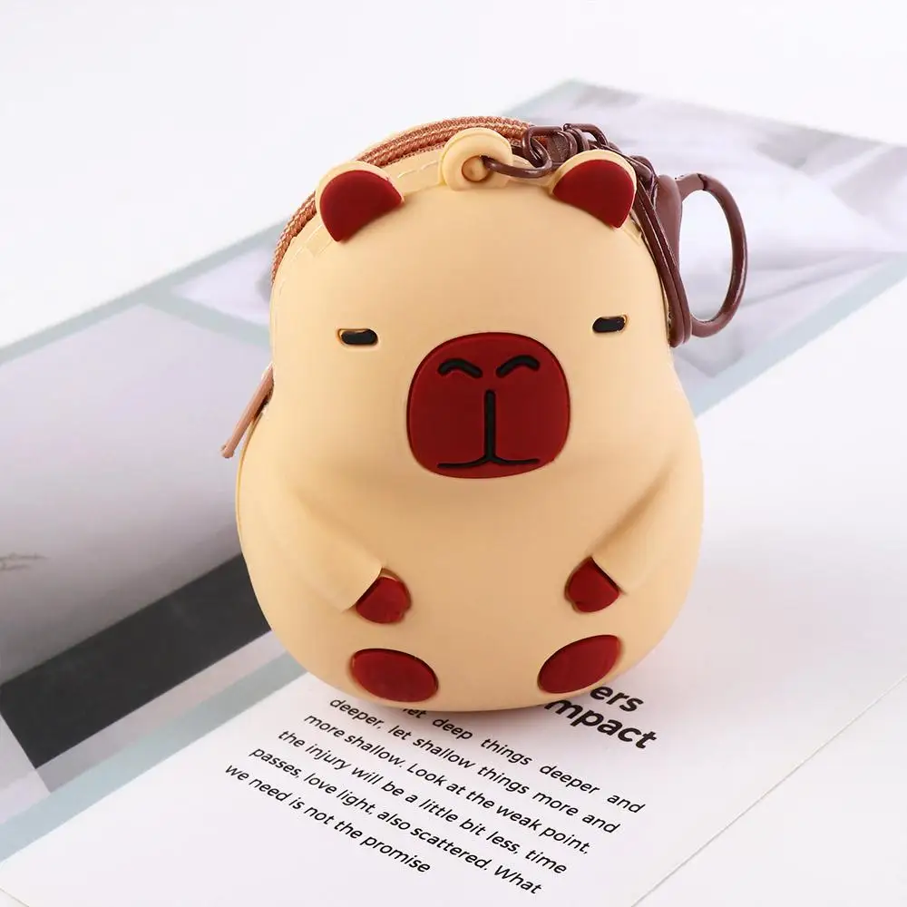 Cartoon Animal Capybara Coin Purse Bag Pendant Silicone Capybara Keychain Money Bag Korean Style Capybara Change Pouch Boy