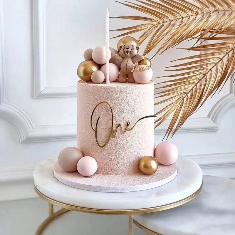 Décoration de gâteau de fête d'anniversaire, décoration de gâteau en acrylique doré pour les fournitures de fête de premier anniversaire des enfants, mariage du 1er anniversaire