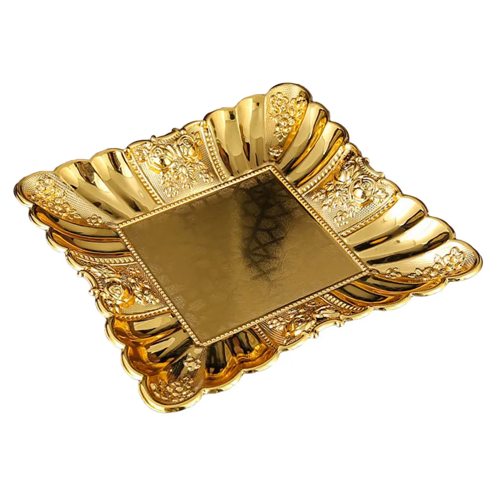 

Iron Metal Tray Soft Coating Mirror Polished Elegant Design Jewelry Organizer Serving Dish Home Decor Room Accessories