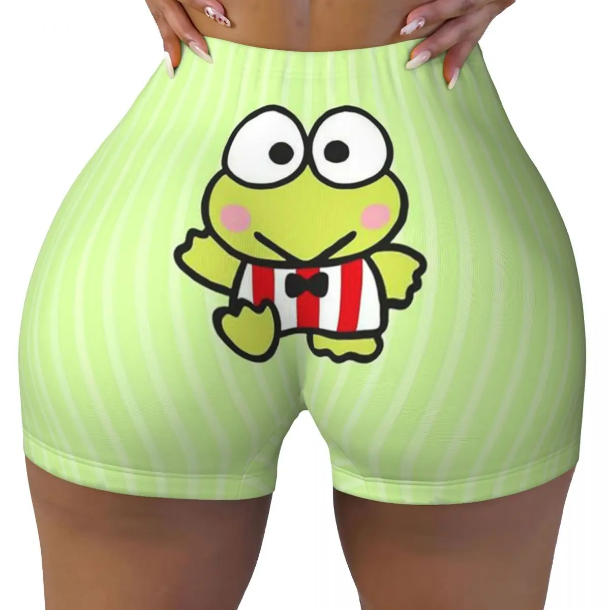 Custom Keroppi Kawaii Sanrioed Gym Running Volleyball Shorts Women's Workout Yoga Shorts