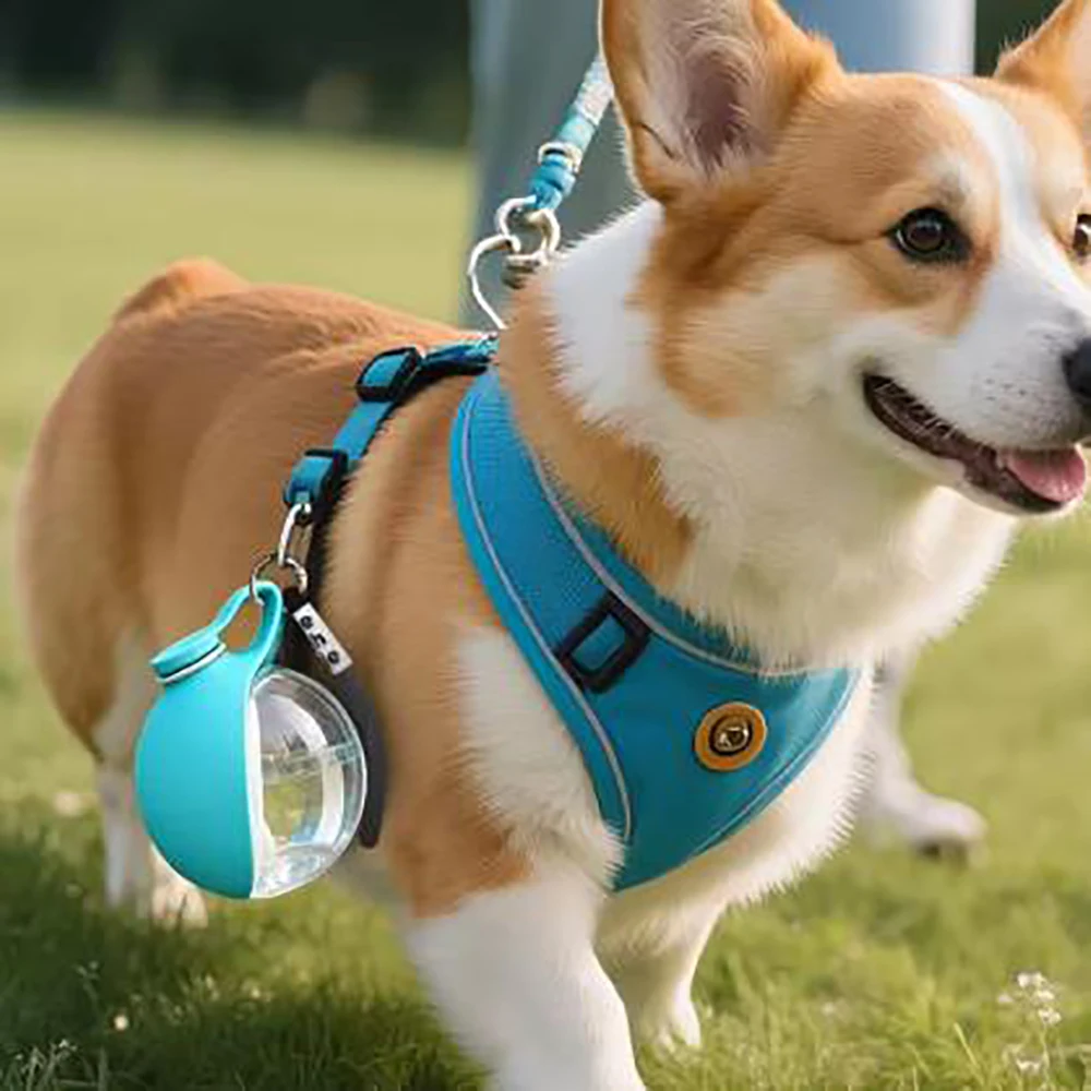 Pet Outdoor Travel Set Portable Water Bottle + Paw Print Waste Bag - Two-Piece Dog Walking and Drinking Water Combo