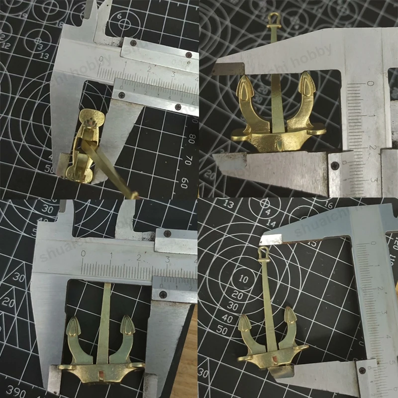 1 STKS Gesimuleerde Messing Hall Anker Beweegbare Ankers Staaflengte 48mm Miniscale Schip Accessoires voor RC Boten Modellen Statische Decor