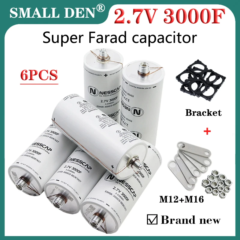 6PCS Korea Original 2.7V 3000F Super Farad Capacitor DIY 12V 16V 48V Spot Welding Machine Audio Car Start Power Supply +Bracket