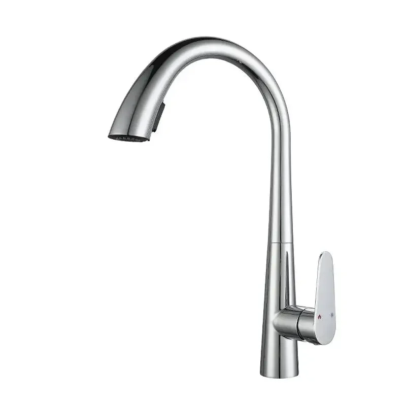 Kitchen Hot and Cold Faucet Pull-Out Stainless Steel Dual Outlet Sink Faucet Mixer Tap 360-Degree Rotatable Kitchen Faucet