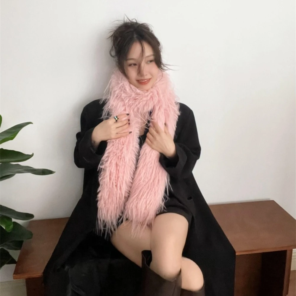 Winter Women's Imitation Sable Scarf Ear Muffs Set Hot Girl Ins Korean Thickened Soft Ear Muffs Warm Fluffy Collar Neck Scarf