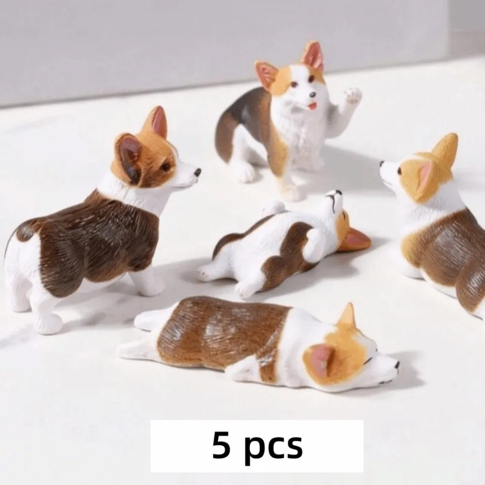 Mini Mini Corgi Resin Figurine Resin Exquisite Dashboard Ornament Fun Pose 3D Craft Aquarium Ornament Tabletop