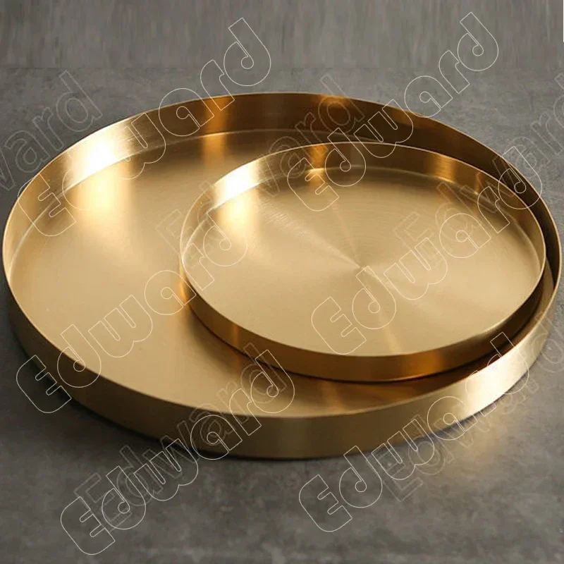 Tray Brass Round Storage Trays Nordic Style Trays Storage Plates Jewelry Dinner Plate Tabletop Ornaments Household Dinner Plates