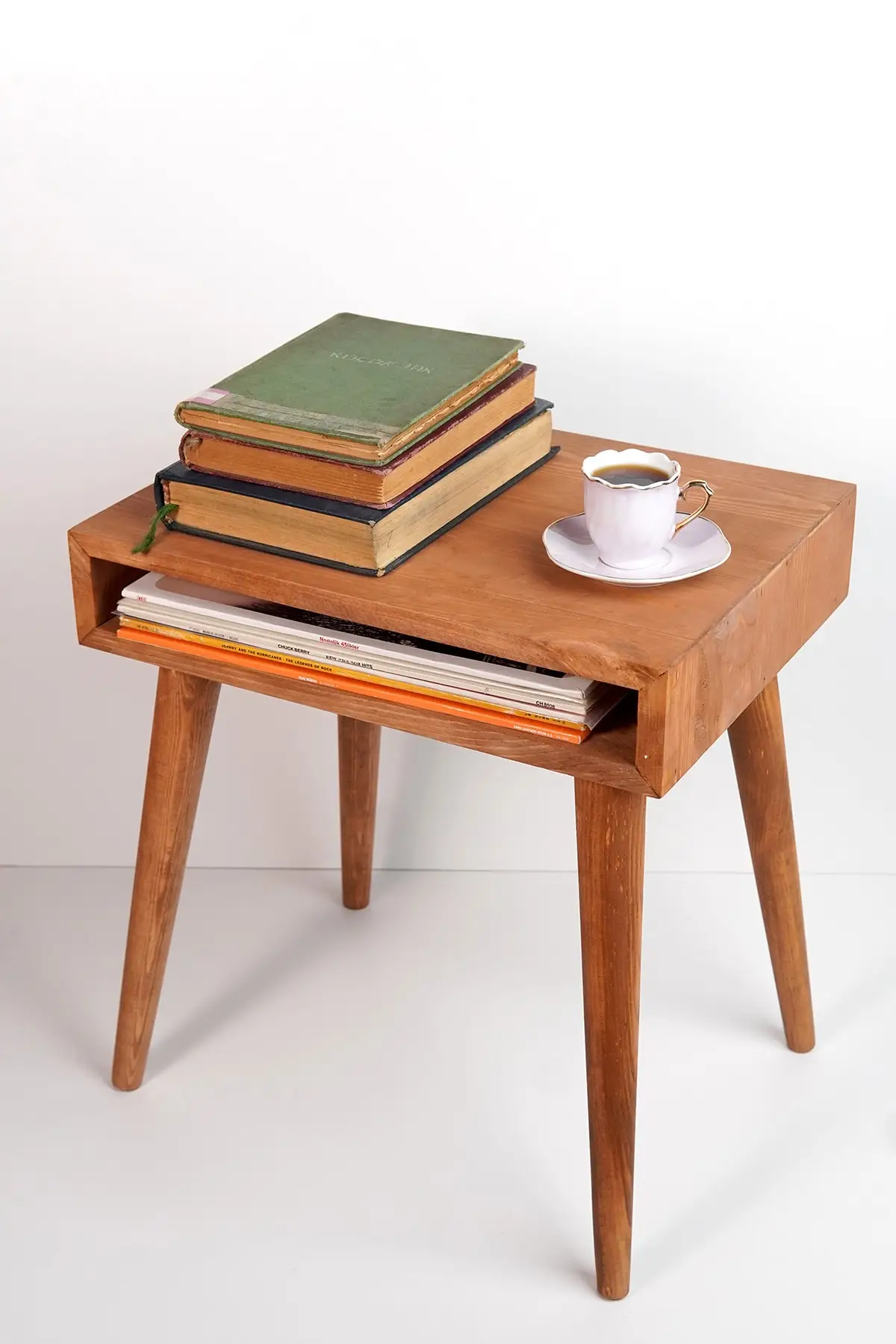 Light Walnut Natural Wood Pine Screwless Angle Cutting Decorative Bedside Table Coffee Table