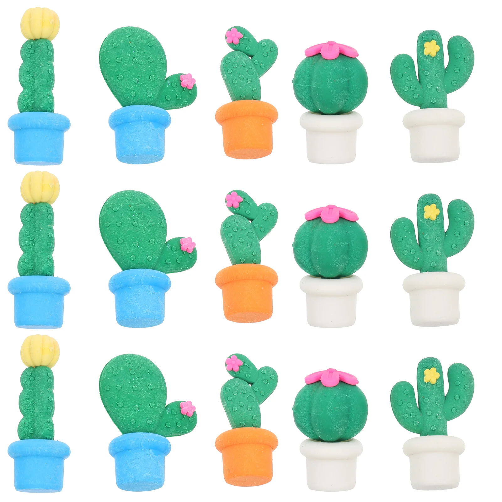 15 Stuks Gum Set Gummetjes Voor Kinderen Student School Schattige Cartoon Nieuwigheid Studenten Rubber Eco- Cactus