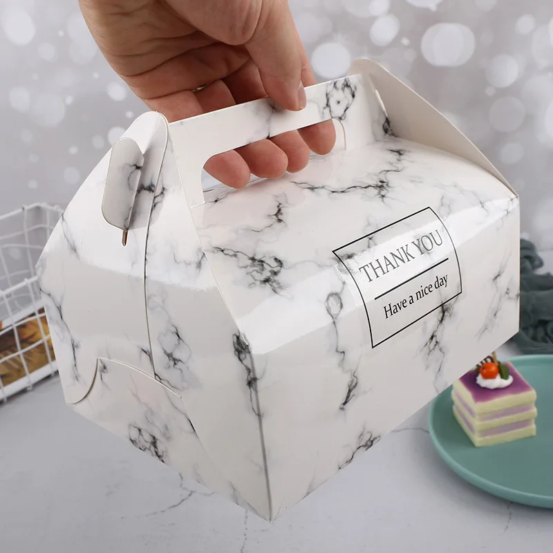 10pcs Foldable Cake Boxes Sandwich Cake Baking Packaging Box For Wedding Birthday Home Party Hand-held Takeaway Karft Paper Box