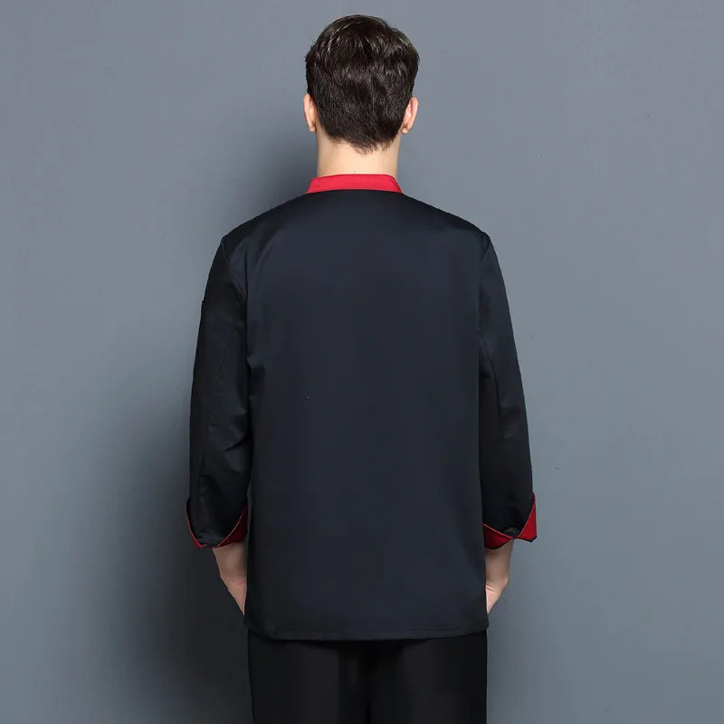 C085 Ropa de Chef, ropa de trabajo de cocina para restaurante y panadería, uniforme de Chef de manga larga, uniforme de trabajo de servicio de comida, monos con cuello oblicuo
