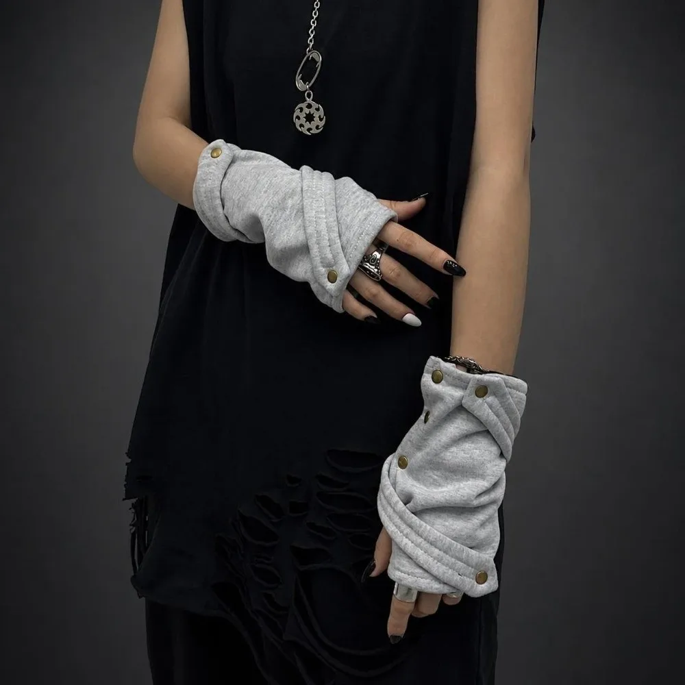 Snap-Button Closure Half Finger Gloves Decorative Design Warm Street Dance Gloves Breathable Unisex Fingerless Gloves