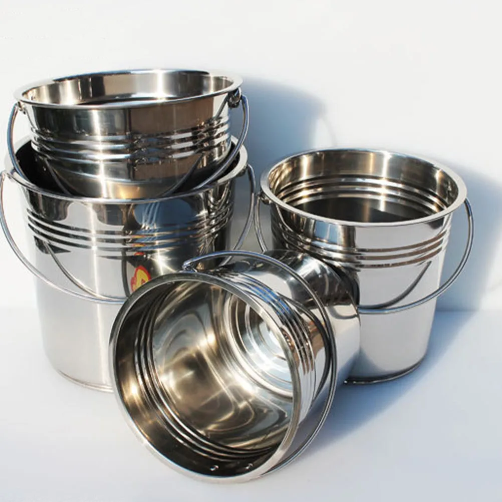 

Stainless Steel Trash Can Garbage Bucket Portable H held Pail Home Kitchen Large Capacity Lid Design Prevent Smell Household