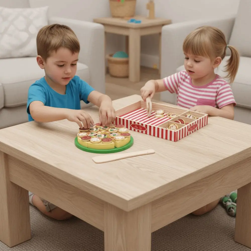 食品学習シミュレーションピザ果物と野菜プレイハウスごっこ遊びキッチンセットロールプレイゲーム木製