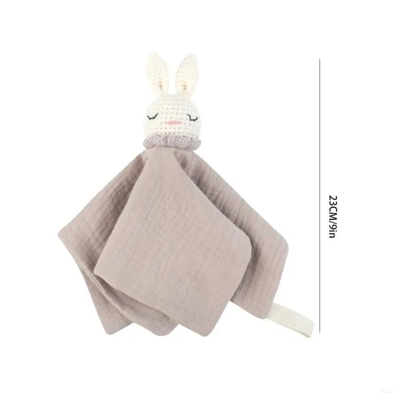 Q22D Crochet Rabbit Burp tela para calmar juguete muñeca Pacify Pacify Babe para niños pequeños