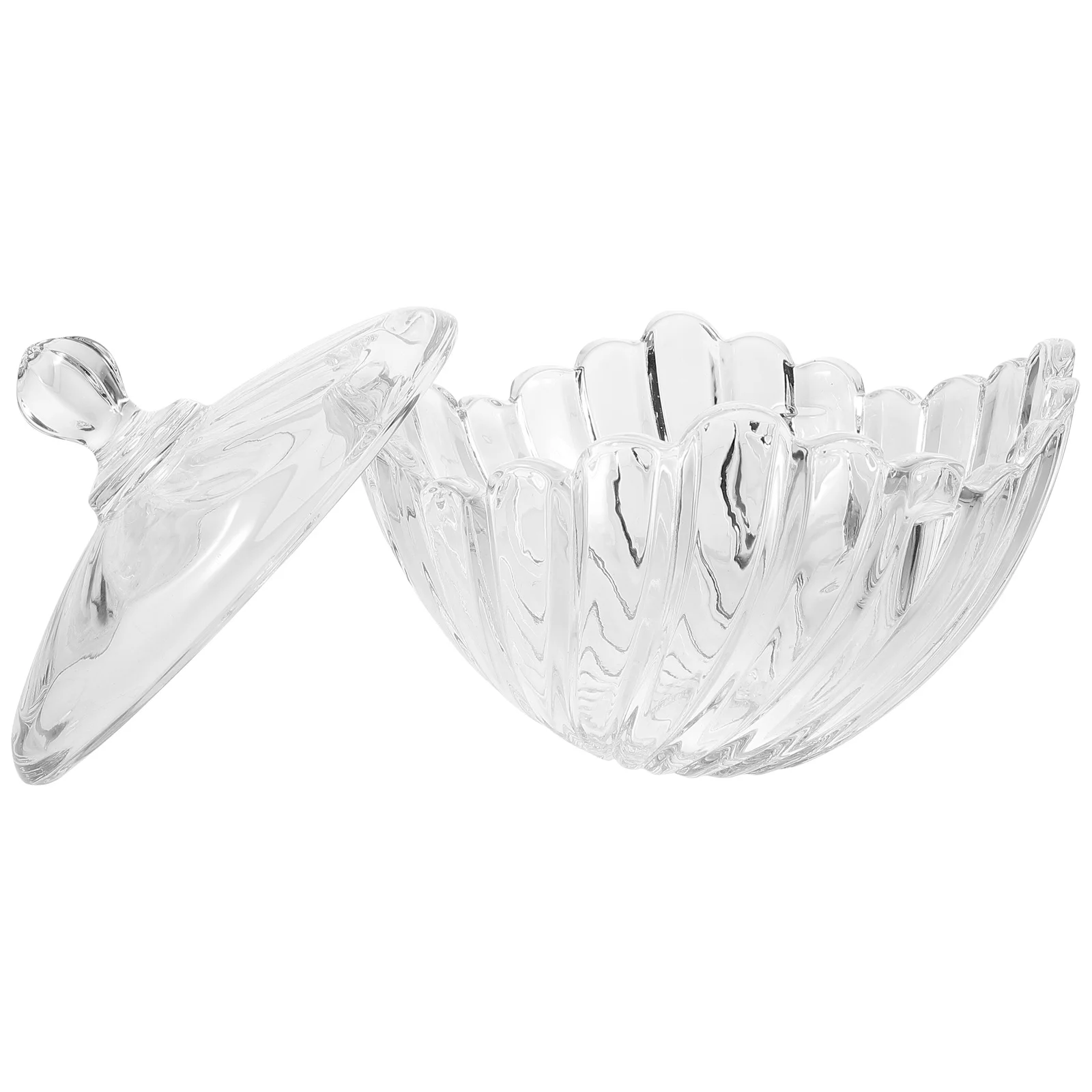 

Embossed Glass Jewelry Jar Transparent Airtight Container for Candy Ring Necklace Small Items Home Kitchen Bathroom Decoration