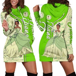 Disney Princess Tiana Dress Summer Women's Hoodie Sweatshirt Dress Fashion Disney Dress Sweatshirt Dress 3d Hoodie