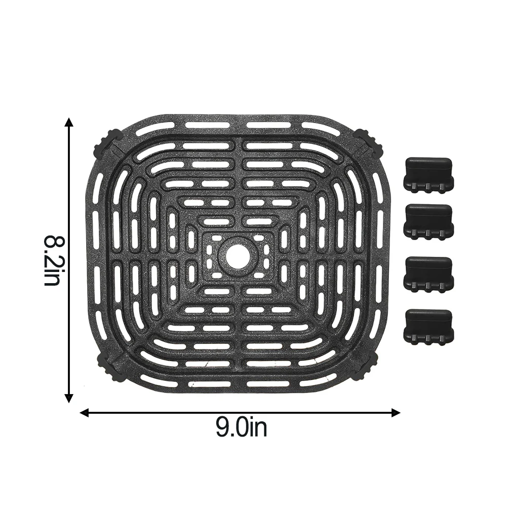 Stainless Steel Air Fryer Grill Pan For 6 Quart Models, 9.0x8.2 Inch Non-Stick Replacement Rack With Double Layer Design