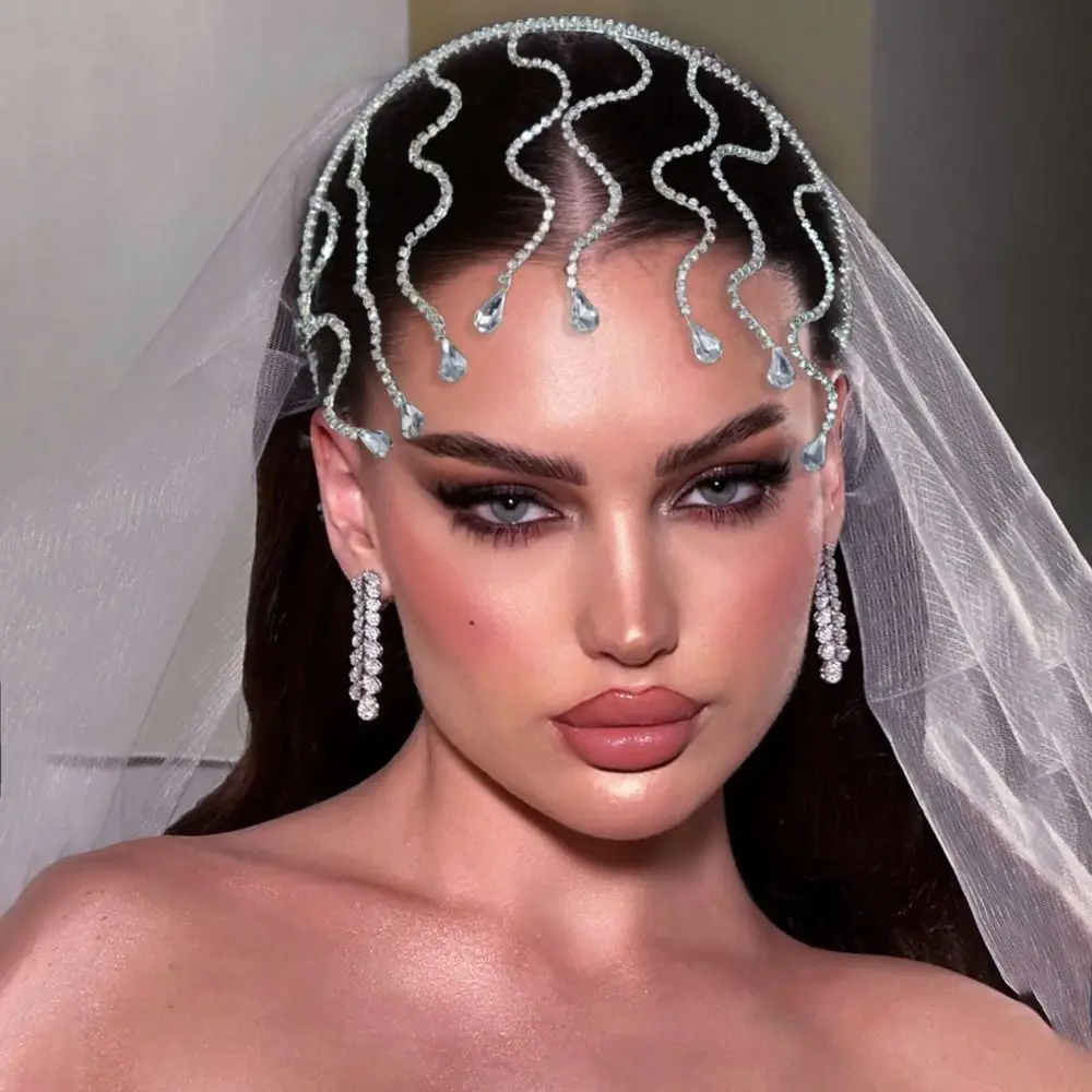 

Snake Bend Rhinestone Headband Alloy Hair Accessories Bride Crown Carnival Costume Props Masquerade Jewelry Crystal Tiara Party