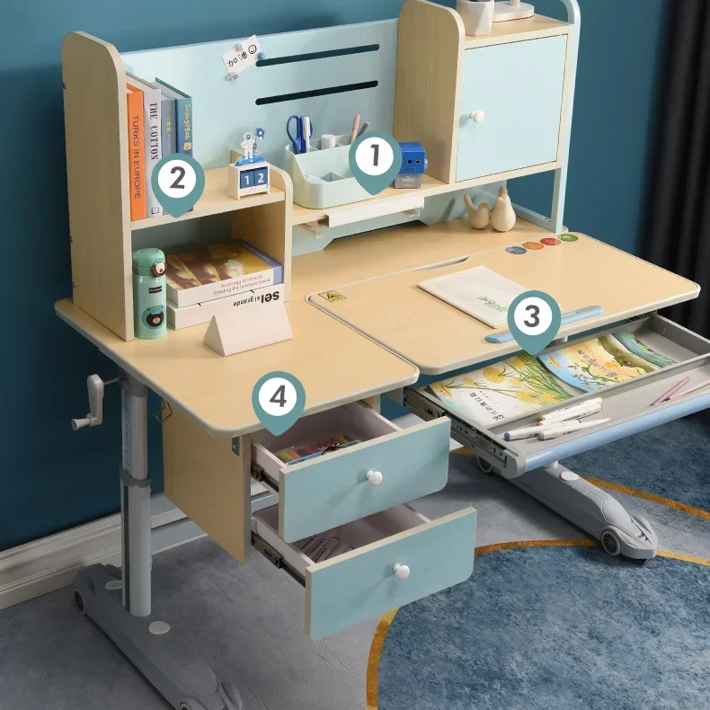 

2026 High Quality ergonomic children desk tilt table wood adjustment study table and chair for children to study