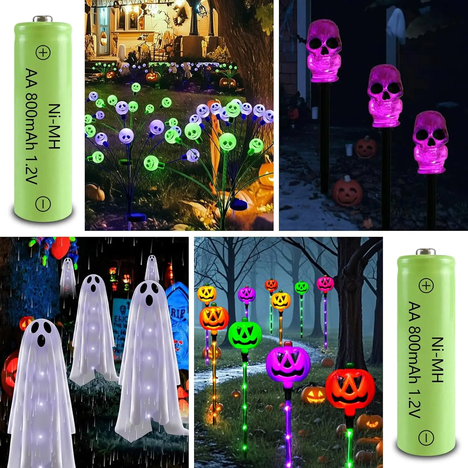 AA Ni-MH Rechargeable Batteries 1.2V 800mAh Pre-Charged for Garden Outdoor Solar Lights Pathway Lamp