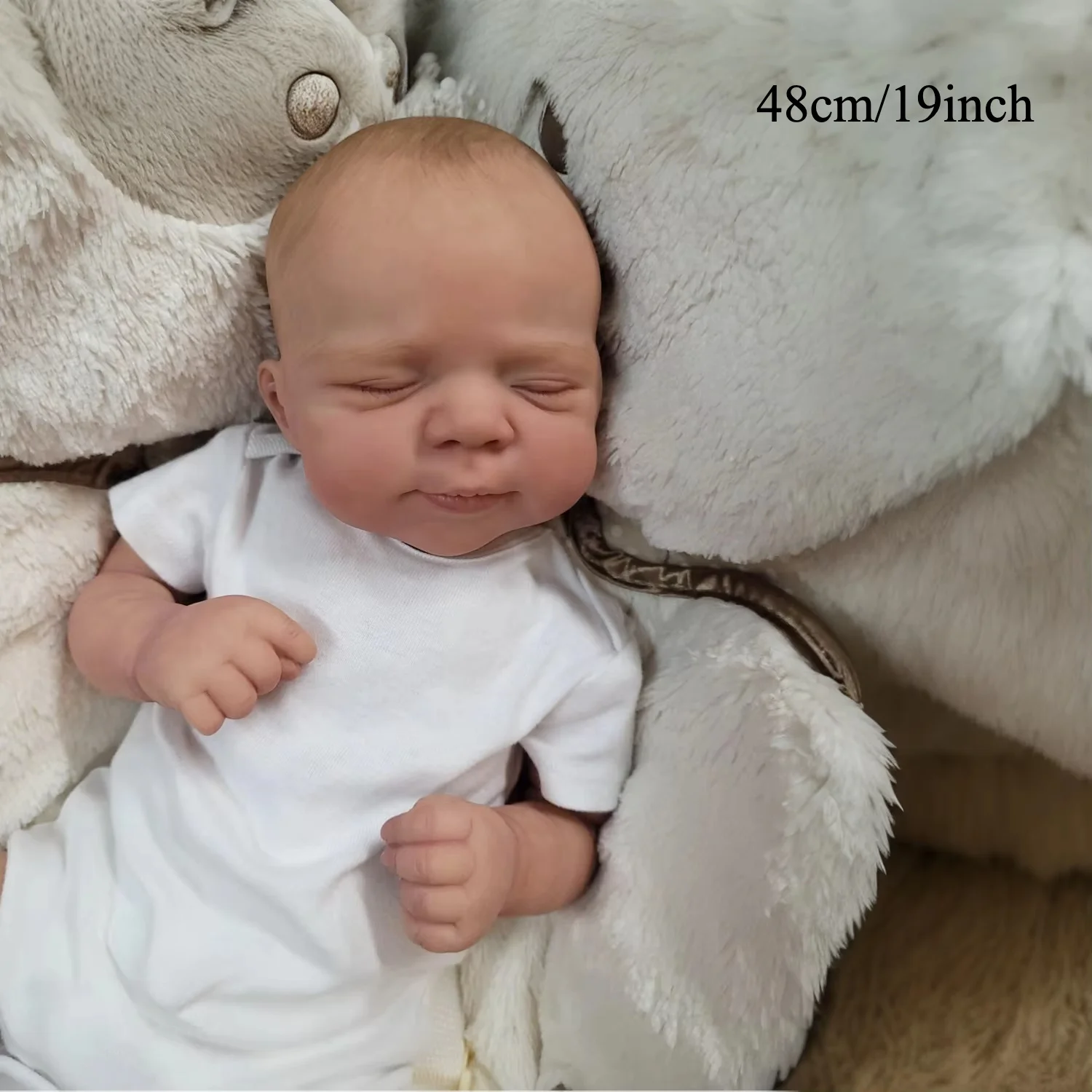 BZDOLL 48cm Full Vinyl Reborn Baby Doll, 3D Painted Veins, Lifelike Sleeping Girl, Batheable Toy, Gift for Kids 3+