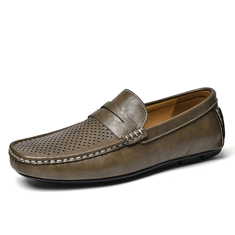 

Genuine Leather Men's Loafers and Slip-ons Casual Shoes Large Size Man Moccasins 2026 Summer Slip-On Flats Mens Driving Shoes